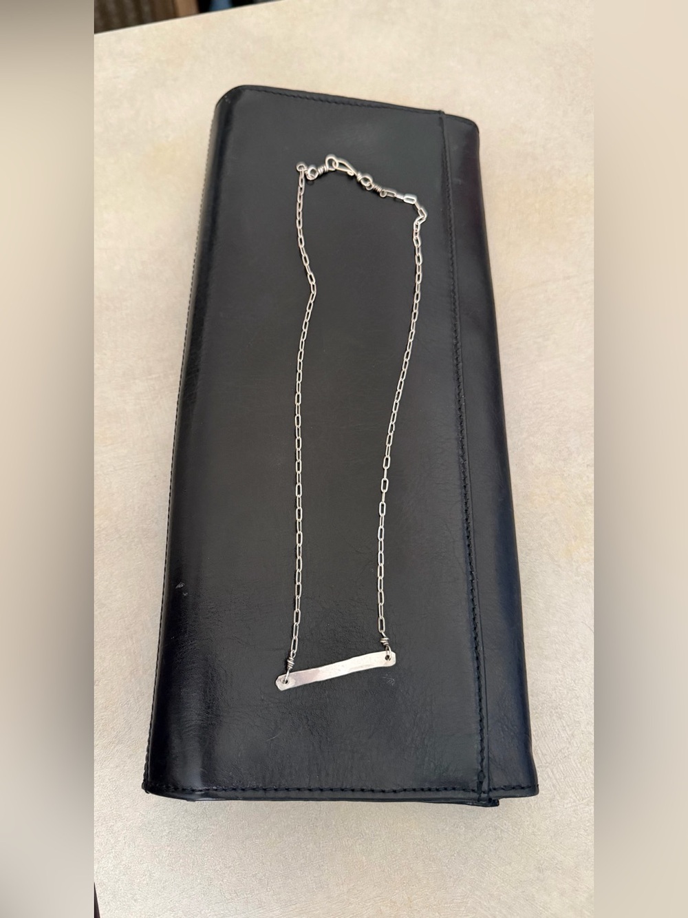 Simple Silver Bar Pendant Necklace